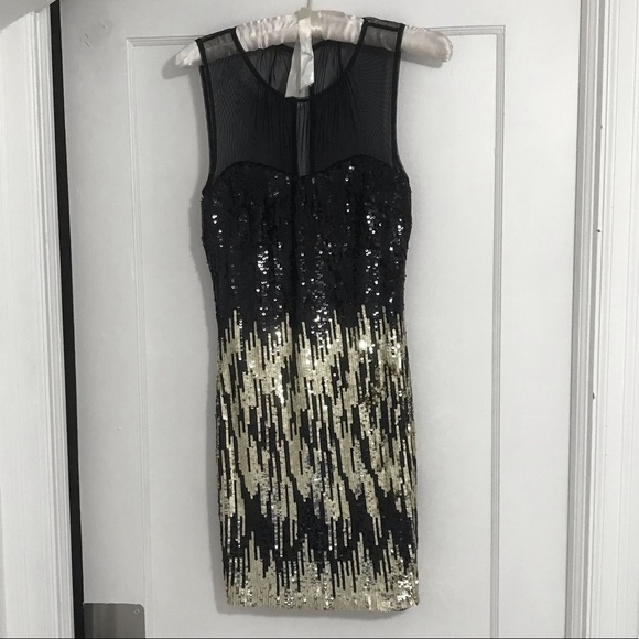 bebe Black and Gold Sequin Mesh Mini Party Dress | XS | Great condition - Picture 1 of 5